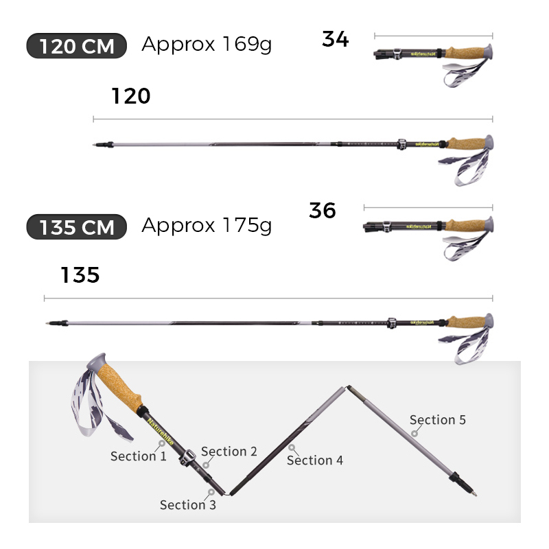 Naturehike Sunsia 5-EXT Trekking Pole 5 Section High