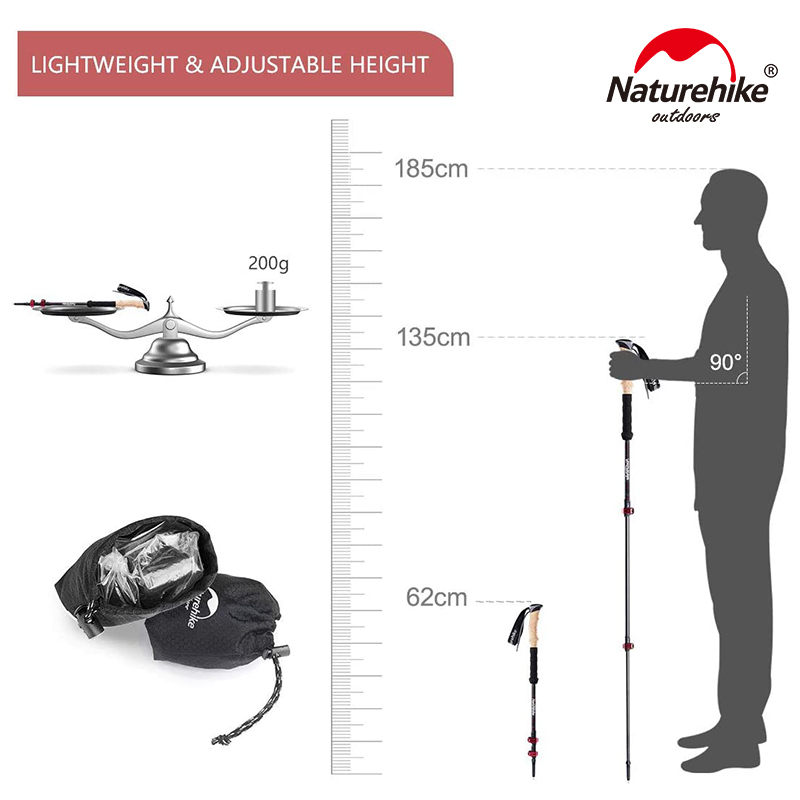 Naturehike Trekking Poles 2pcs Carbon Fiber