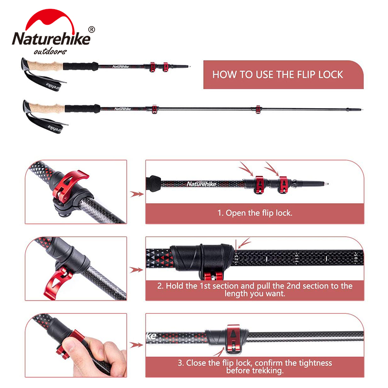 Naturehike Trekking Poles 2pcs Carbon Fiber