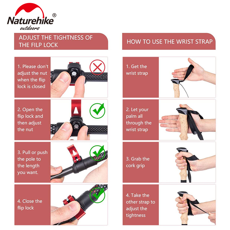 Naturehike Trekking Poles 2pcs Carbon Fiber