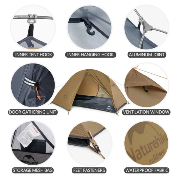 NATUREHIKE Tente de camping imperméable Randonnée Plage Pare-soleil 4 saisons – Image 3