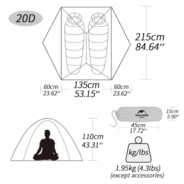  NATUREHIKE Star River 2 UL 2-Person Tent  Ultralight - Image 5