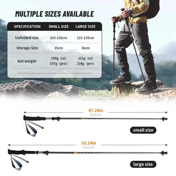 NATUREHIKE Carbon Fiber Trekking Poles Hiking Sticks 5-Section - Image 5