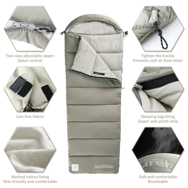 NATUREHIKE Ultralight Winter Spliceable M180 Sleeping Bag - Image 4