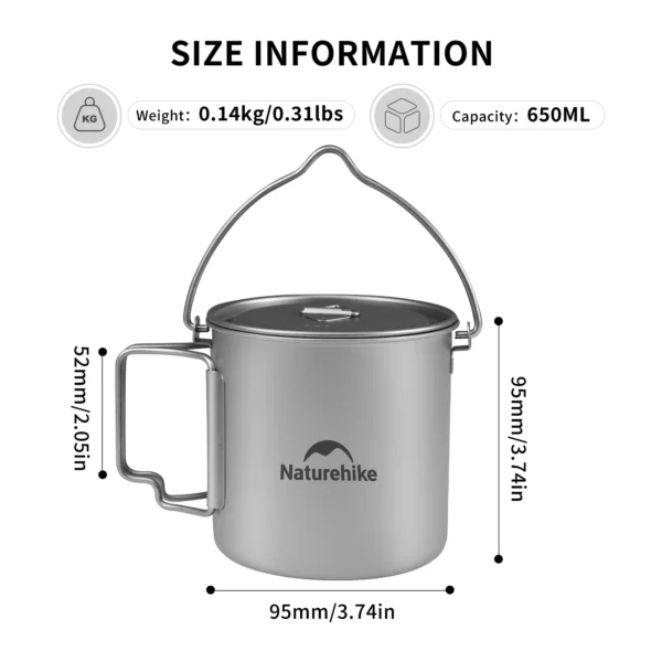 Naczynia kuchenne NATUREHIKE Titanium | Ultralekki zestaw turystyczny - obrazek 2