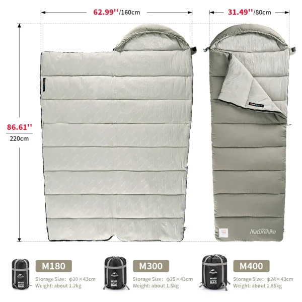 NATUREHIKE Ultralight Winter Spliceable M180 Sleeping Bag - Image 5