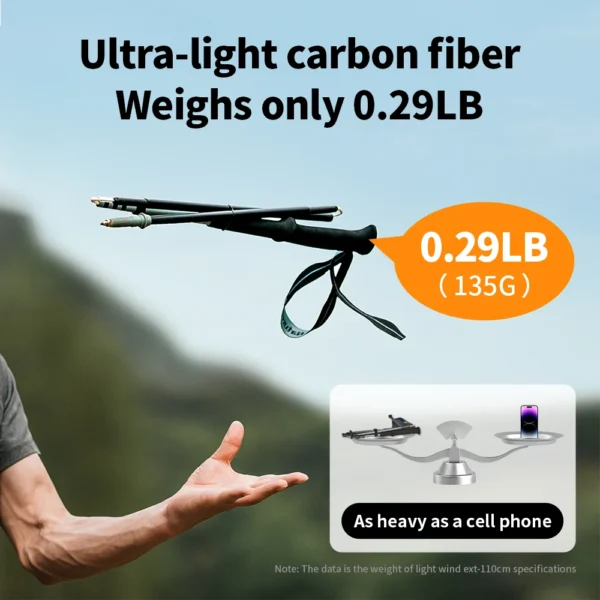 NATUREHIKE Air Terk EXT Folding Carbon Trekking Poles Hiking Sticks - Image 4