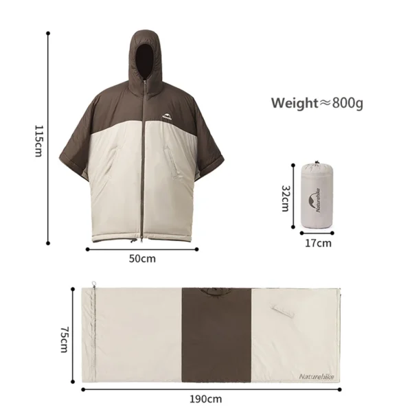  NATUREHIKE Wearable Cloak Sleeping Bag Poncho - Image 5