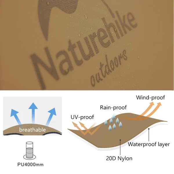 NATUREHIKE Tente de camping imperméable Randonnée Plage Pare-soleil 4 saisons – Image 4