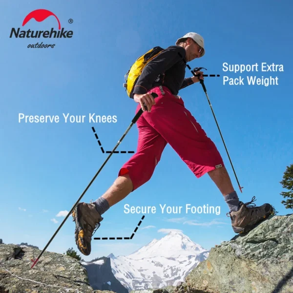 Kije trekkingowe NATUREHIKE ST08 Ultralight Carbon, fioletowe, 130 cm - obrazek 2