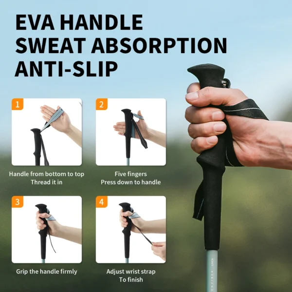 NATUREHIKE Air Terk EXT Folding Carbon Trekking Poles Hiking Sticks - Image 3