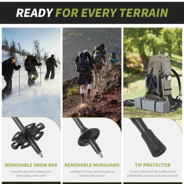 Kije trekkingowe NATUREHIKE First Snow EXT1 z włókna węglowego, czerwone (135 cm) - obrazek 6