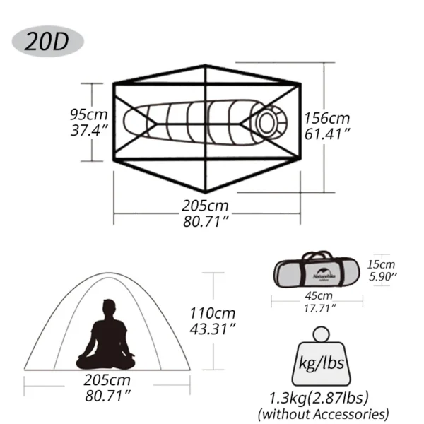 NATUREHIKE Tente de camping imperméable Randonnée Plage Pare-soleil 4 saisons – Image 5