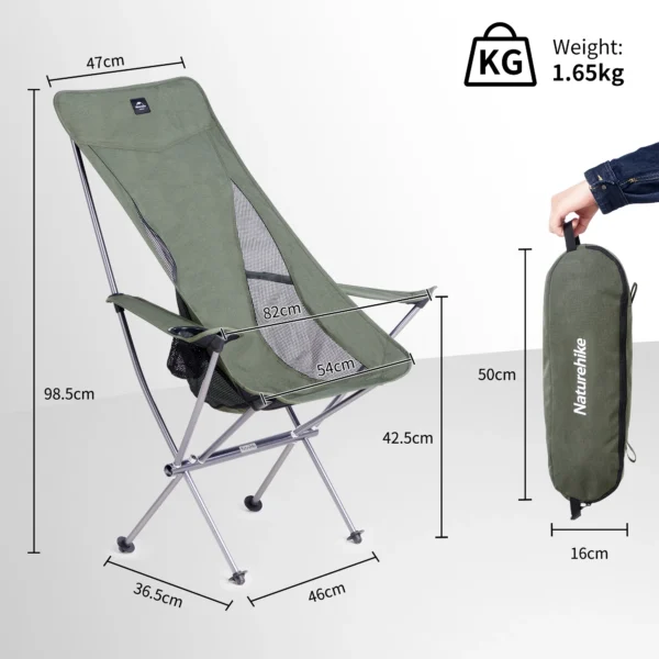 NATUREHIKE YL06PLUS Надлегке туристичне крісло, портативне та складане - Зображення 5