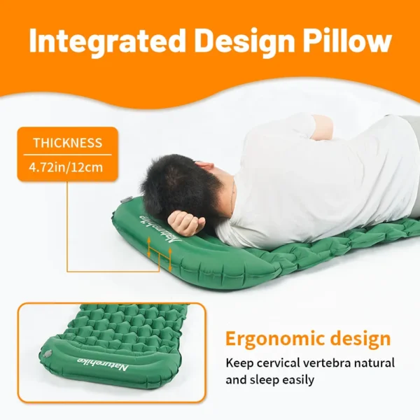  NATUREHIKE FC12 Inflatable Mattress Pump, ultralight 40D nylon air bed with pillow - Image 5