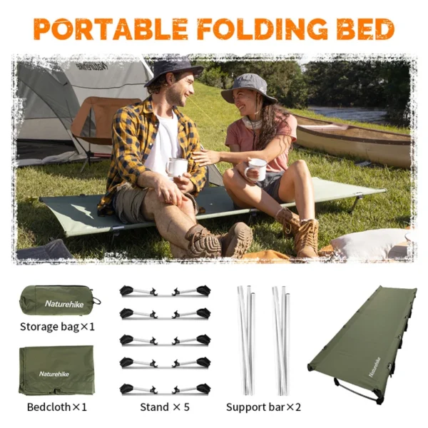 NATUREHIKE Ultralight Foldable Camping Bed Cot - Green - Image 5