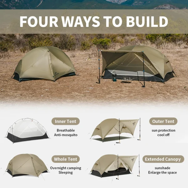  NATUREHIKE 2 Person Waterproof Camping Tent - Image 4