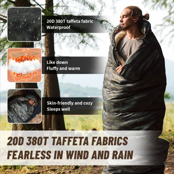 NATUREHIKE M320 Sleeping Bag, Waterproof, Soft & Warm,  Camping Envelop Style - Image 5