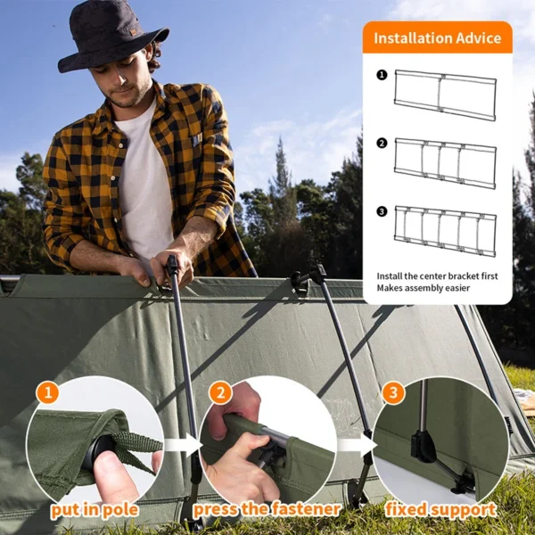 NATUREHIKE Ultralight Foldable Camping Bed Cot - Green - Image 2