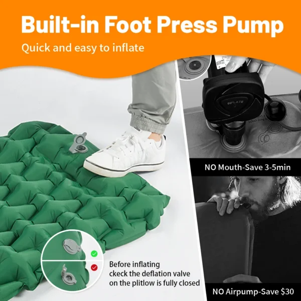  NATUREHIKE FC12 Inflatable Mattress Pump, ultralight 40D nylon air bed with pillow - Image 2