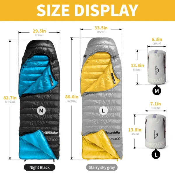  NATUREHIKE CW400 Sleeping Bag, Winter Duck Down, Ultralight - Image 3