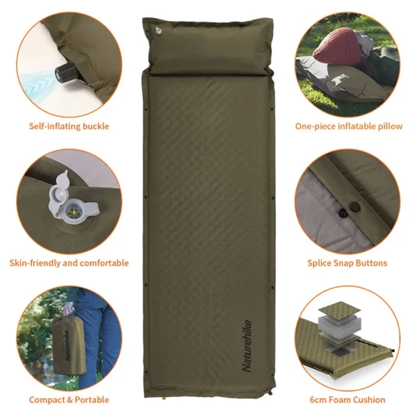 NATUREHIKE  Air Mattress D01 Self-Inflating Camping Pad for Hiking & Travel (1-2 People) - Image 5