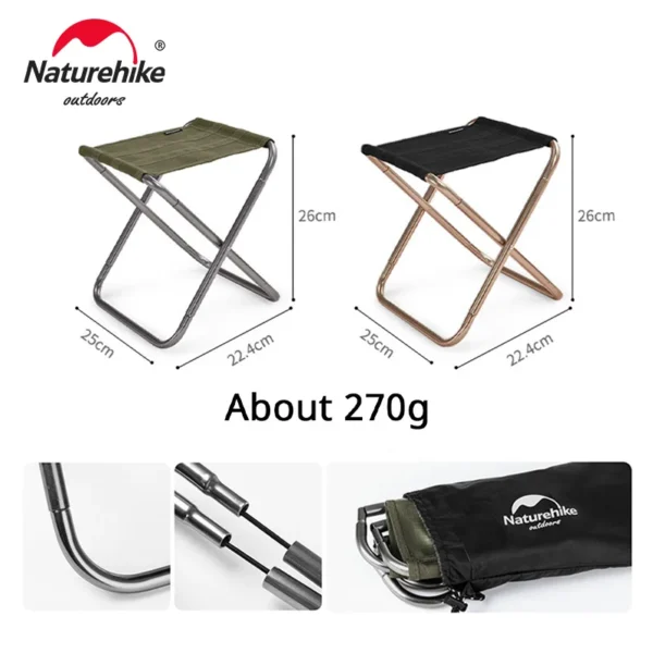 NATUREHIKE Lightweight Foldable Camping Stool - Black & Green - Image 5