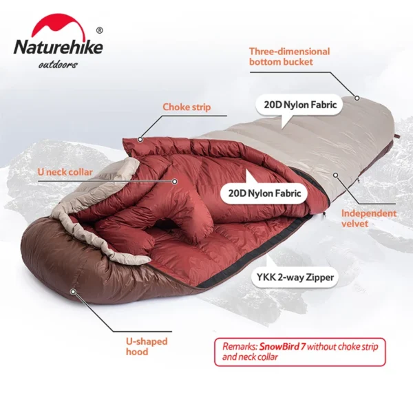 NATUREHIKE Snowbird 7  Ultralight Mummy Down Sleeping Bag - Image 2