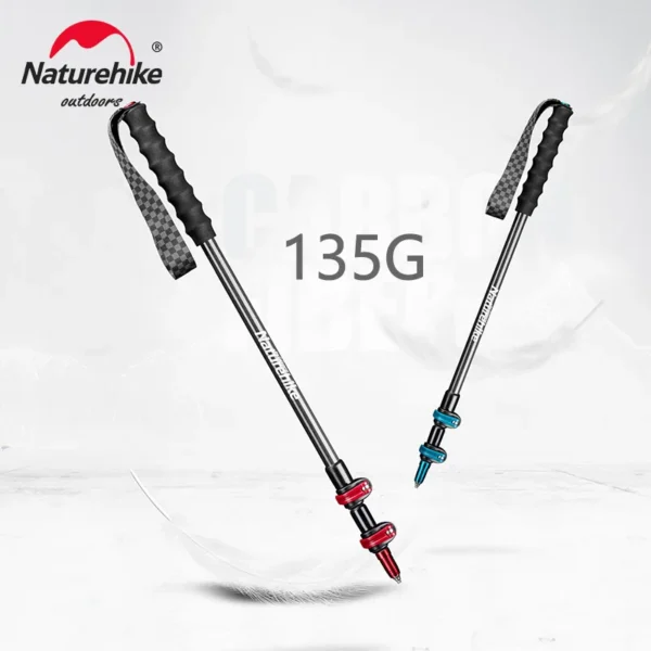 Bâtons de randonnée en fibre de carbone NATUREHIKE, ultra-légers, ROUGE-120CM – Image 4