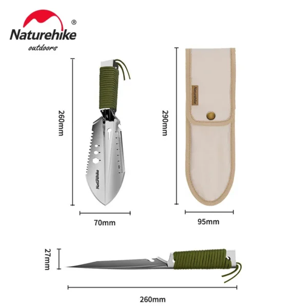 Multifunkční kempingová lopata NATUREHIKE, stříbrný nástroj pro přežití v bushcraftu - Image 5