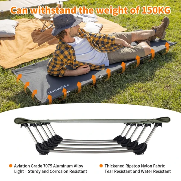 NATUREHIKE Ultralight Foldable Camping Bed Cot - Green - Image 4