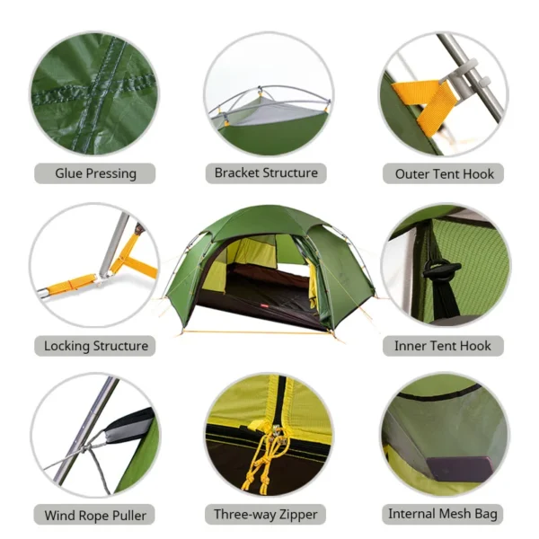  NATUREHIKE Cloud Peak 2 Person Ultralight Camping Tent - Image 3