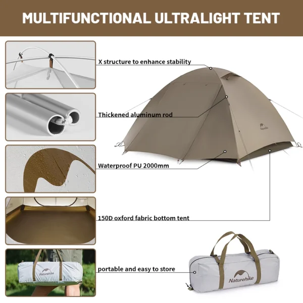  NATUREHIKE Cloud River Tent, 2-3 Person, Waterproof, UPF50+ - Image 4