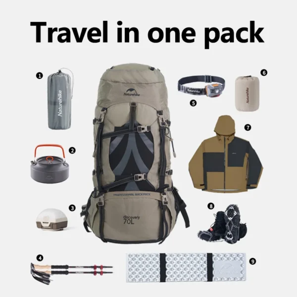 NATUREHIKE 70L Hiking Backpack, Professional Trekking & Camping Gear - Image 3