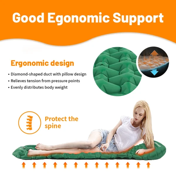  NATUREHIKE FC12 Inflatable Mattress Pump, ultralight 40D nylon air bed with pillow - Image 3