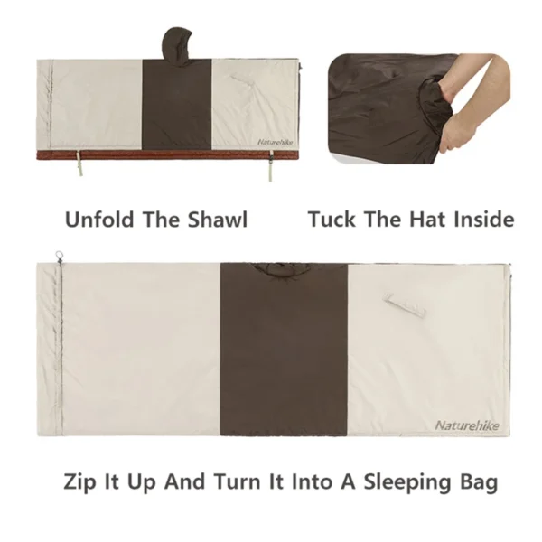  NATUREHIKE Wearable Cloak Sleeping Bag Poncho - Image 3