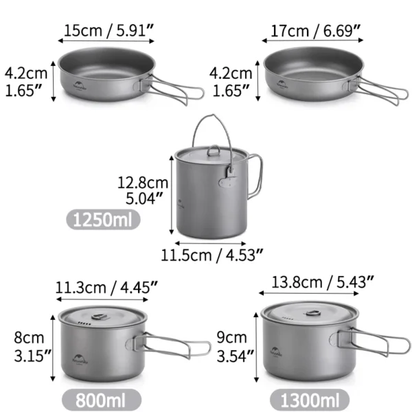 NATUREHIKE Titanium Camping Cookware Set | Lightweight - Image 5