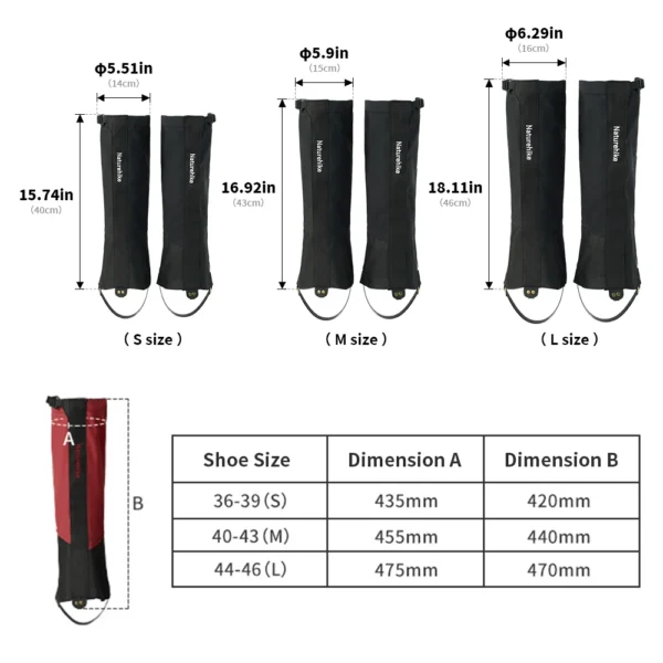 NATUREHIKE  Waterproof Gaiters | Hiking, Skiing, Snow Boots - Image 5