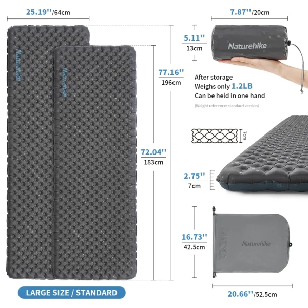 NATUREHIKE Air Mattress 3.5 R-Value Camp Pad Ultralight  Inflatable - Image 4