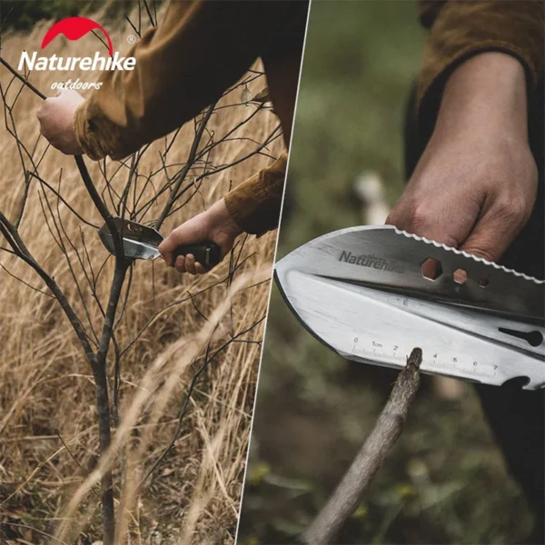 Multifunkční kempingová lopata NATUREHIKE, stříbrný nástroj pro přežití v bushcraftu - Image 2
