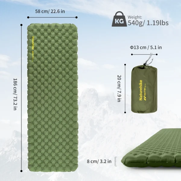  Materac dmuchany NATUREHIKE Ultralight, R4.6, mata kempingowa, 18" - obrazek 5