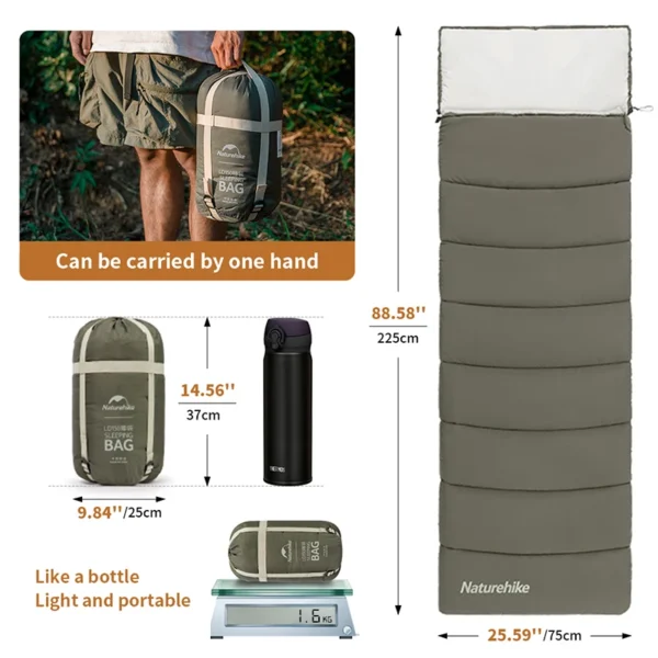  NATUREHIKE LD Sleeping Bag, Ultralight & Splicable, 2-in-1  Cotton for All Seasons - Image 5