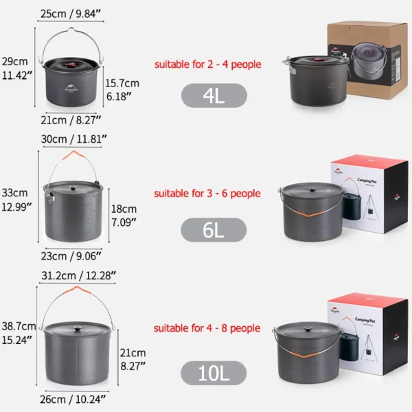 NATUREHIKE Aluminum Camping Cookware | Hanging Pot - Image 5